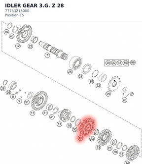 Diagram preview: IDLER GEAR 3.G. Z 28 (77733213000)