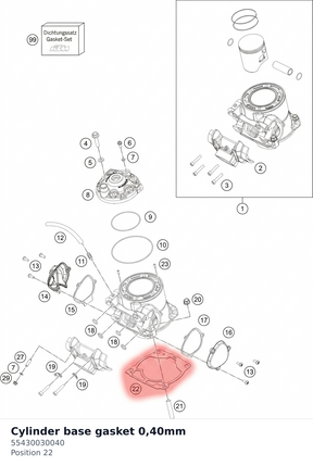 Diagram preview: Cylinder base gasket 0,40mm (55430030040)