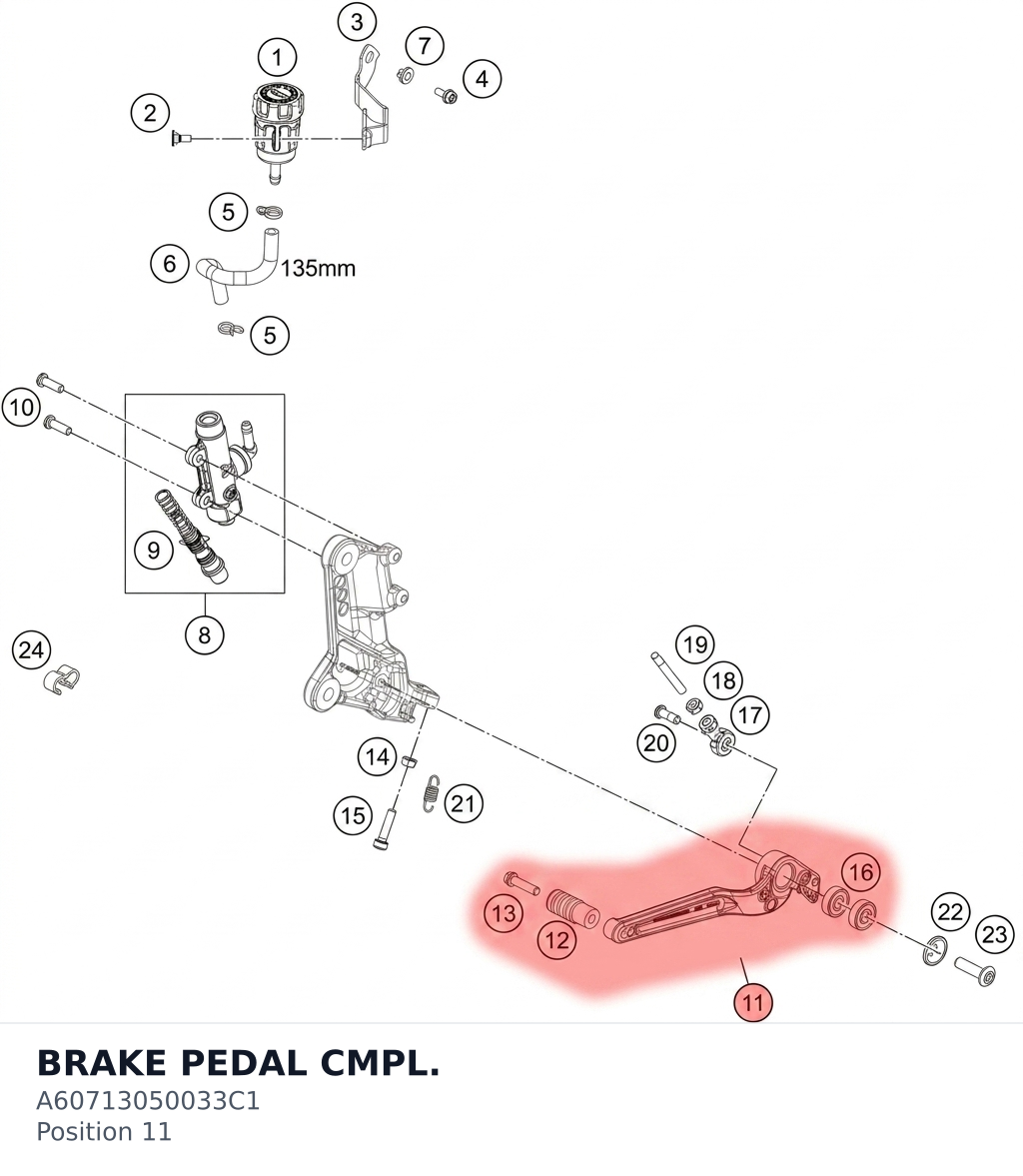 Diagram preview: BRAKE PEDAL CMPL. (A60713050033C1)