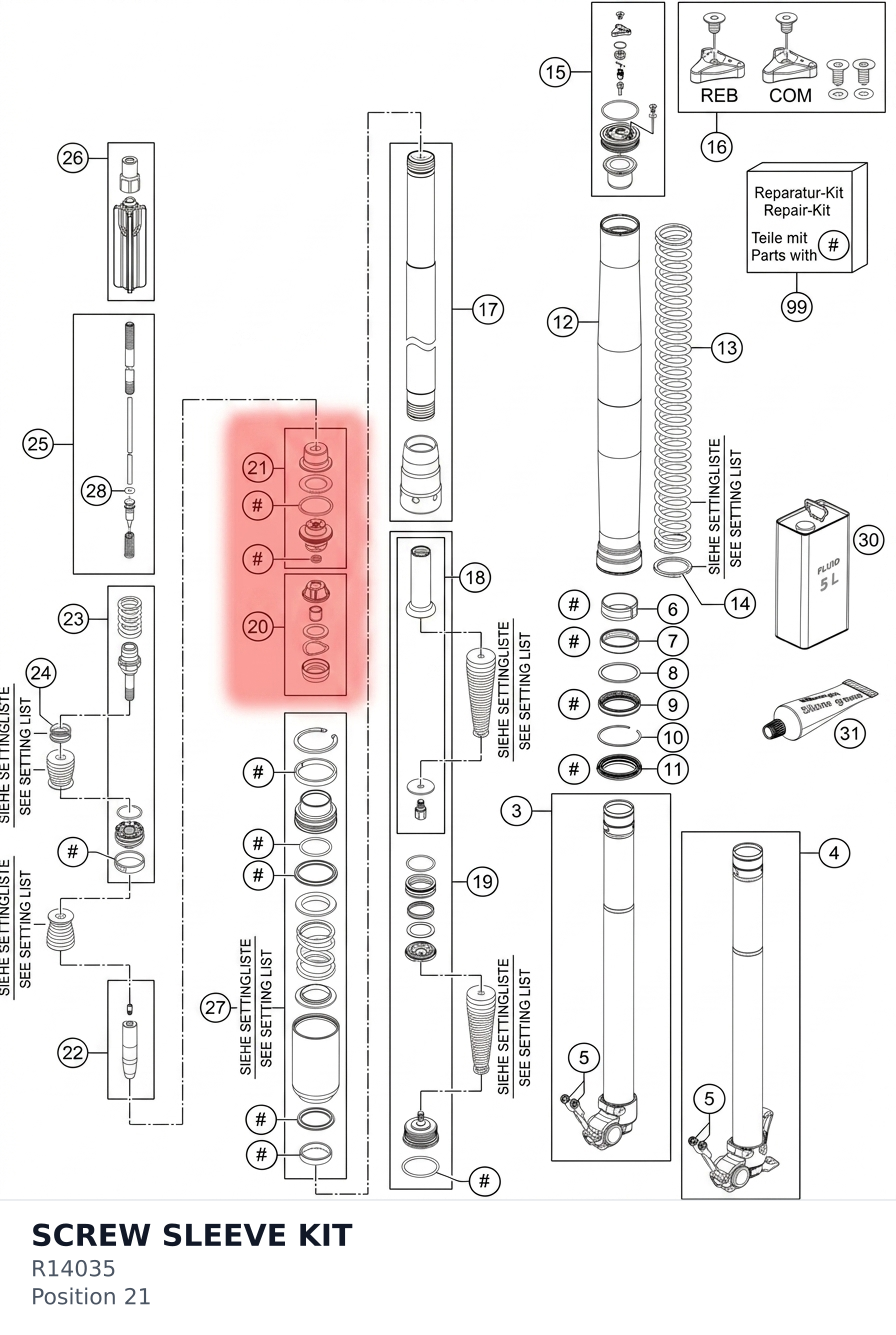 Diagram preview: SCREW SLEEVE KIT (R14035)