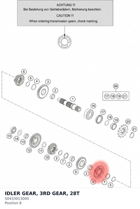 Diagram preview: IDLER GEAR, 3RD GEAR, 28T (50433013000)
