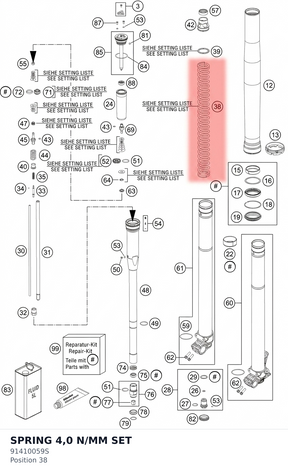 Diagram preview: SPRING 4,0 N/MM SET (91410059S)