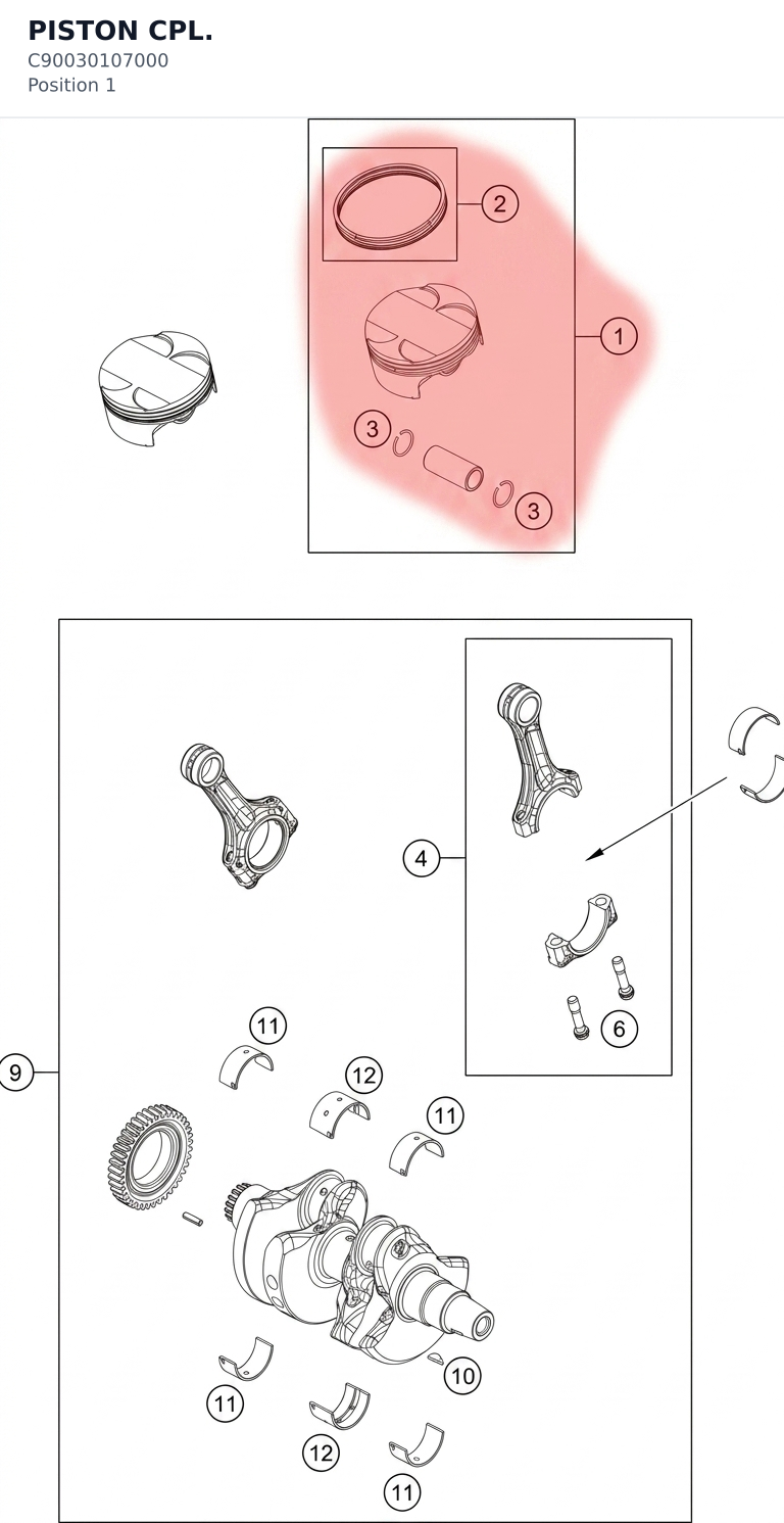 Diagram preview: PISTON CPL. (C90030107000)