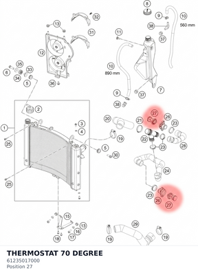 Diagram preview: THERMOSTAT 70 DEGREE (61235017000)