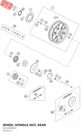 Diagram preview: WHEEL SPINDLE NUT, REAR (90210086000)