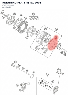 Diagram preview: RETAINING PLATE 85 SX     2003 (47032028000)