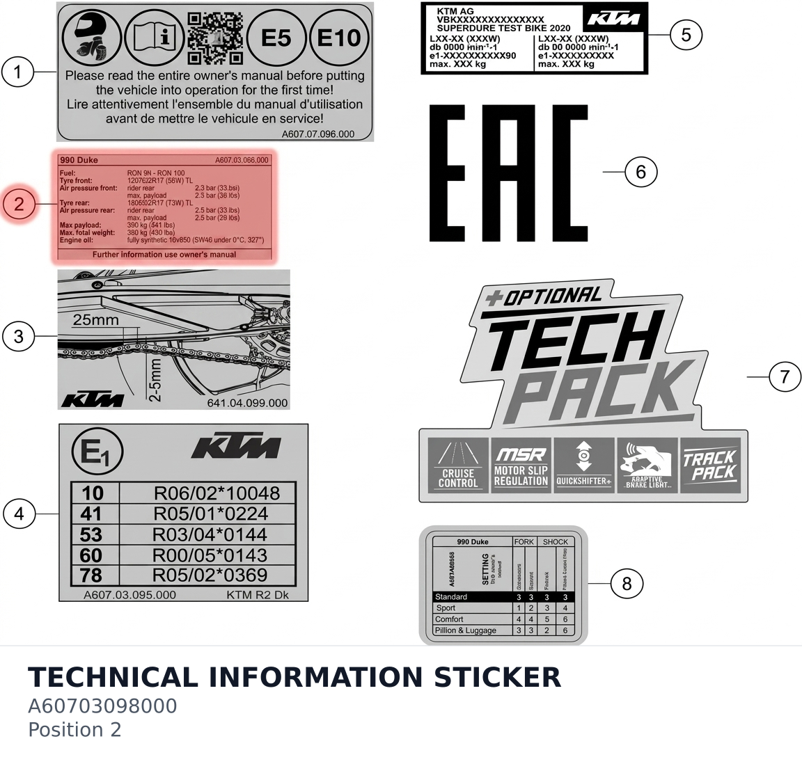 Diagram preview: TECHNICAL INFORMATION STICKER (A60703098000)