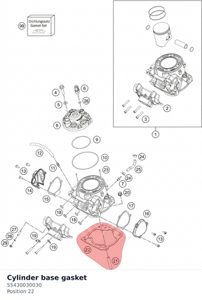 Diagram preview: Cylinder base gasket (55430030030)