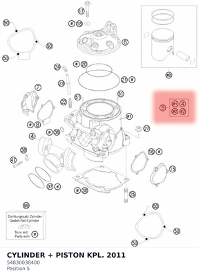 Diagram preview: CYLINDER + PISTON KPL. 2011 (54830038400)