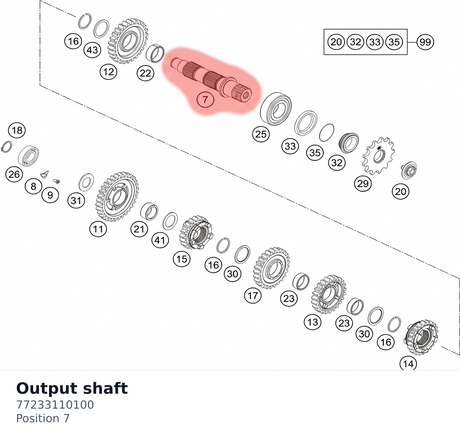 Diagram preview: Output shaft (77233110100)