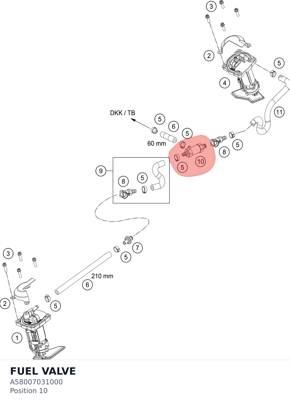 Diagram preview: FUEL VALVE (A58007031000)