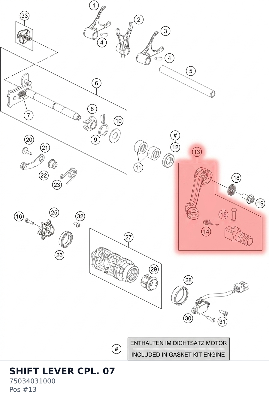 Diagram preview: SHIFT LEVER CPL. 07 (75034031000)