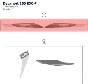 Diagram preview: Decal set 250 EXC-F (79708198004)