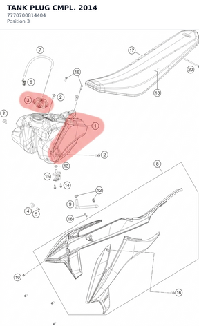 Diagram preview: TANK PLUG CMPL. 2014 (7770700814404)