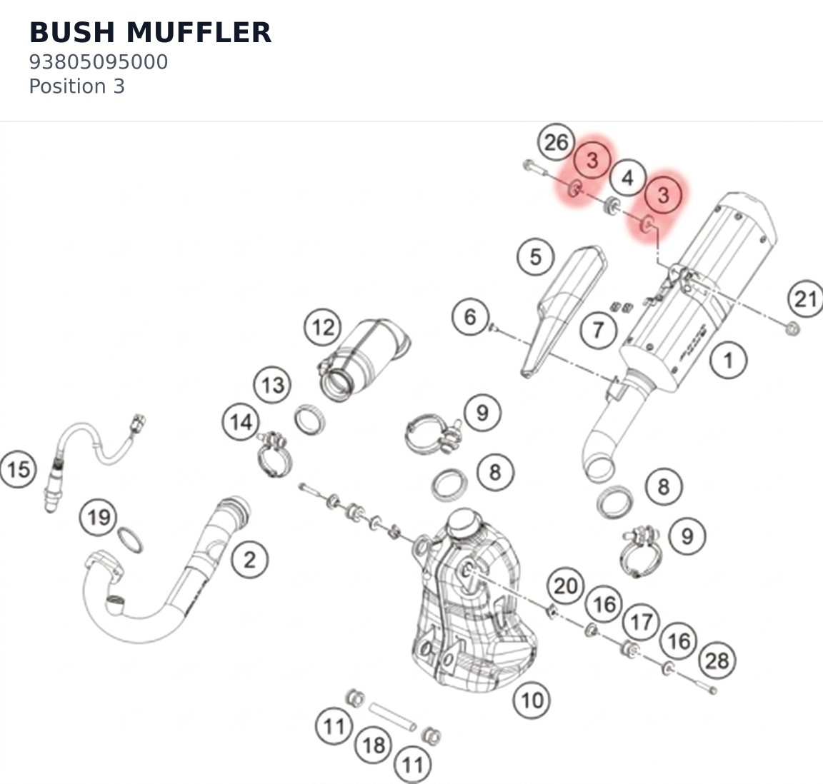 Diagram preview: BUSH MUFFLER (93805095000)