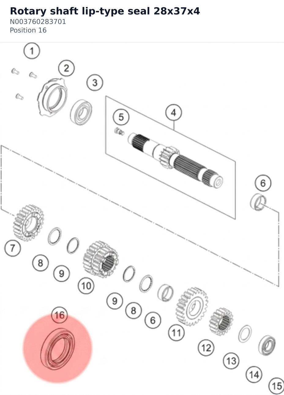 Diagram preview: Rotary shaft lip-type seal 28x37x4 (N003760283701)