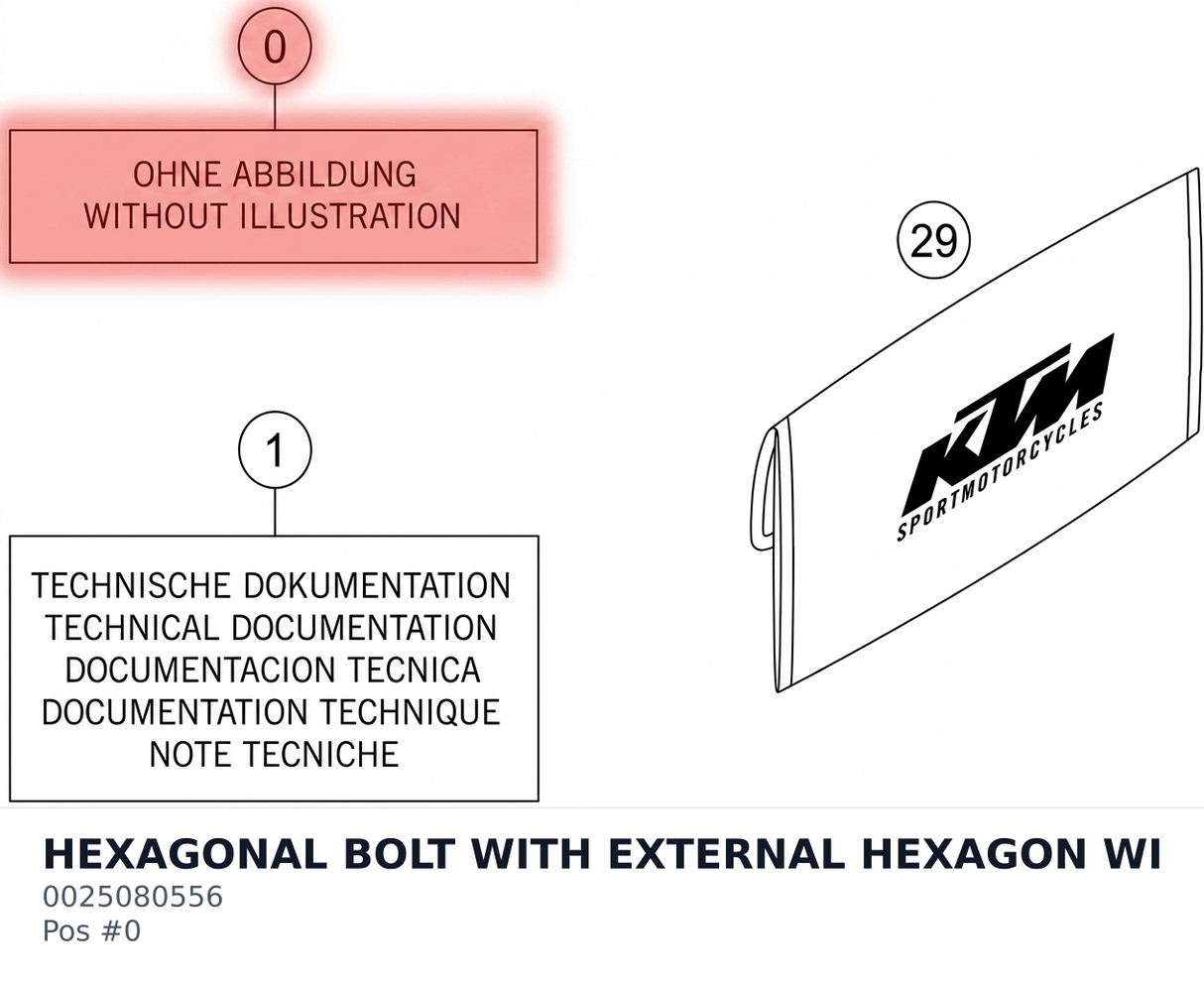 Diagram preview: HEXAGONAL BOLT WITH EXTERNAL HEXAGON WITH COLLAR M8X55 TX40 (0025080556)