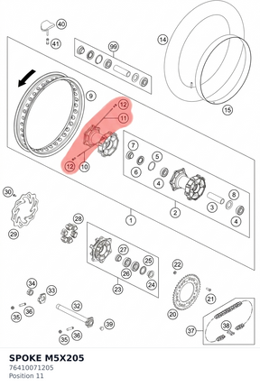 Diagram preview: SPOKE M5X205 (76410071205)