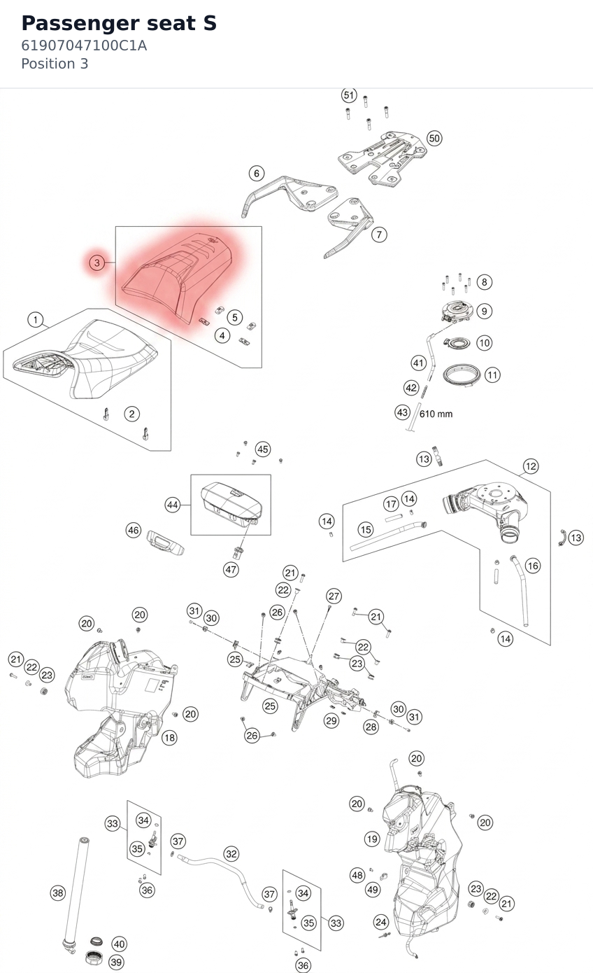 Diagram preview: Passenger seat S (61907047100C1A)