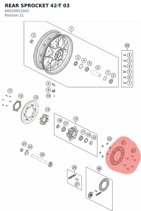 Diagram preview: REAR SPROCKET 42-T 03 (60010051042)