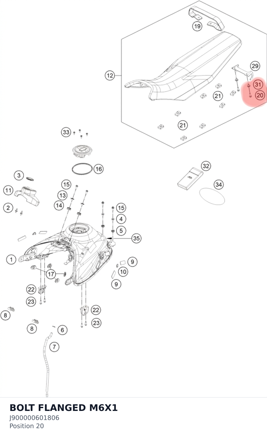 Diagram preview: BOLT FLANGED M6X1 (J900000601806)
