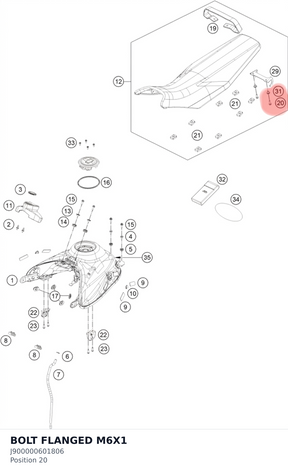 Diagram preview: BOLT FLANGED M6X1 (J900000601806)