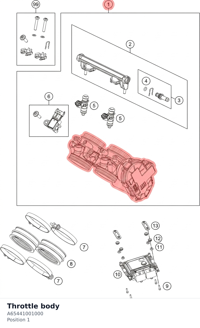 Diagram preview: Throttle body (A65441001000)