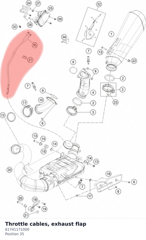 Diagram preview: Throttle cables, exhaust flap (61741171000)
