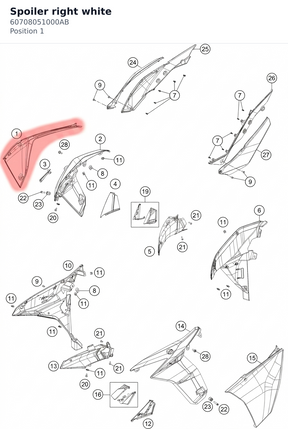 Diagram preview: Spoiler right white (60708051000AB)