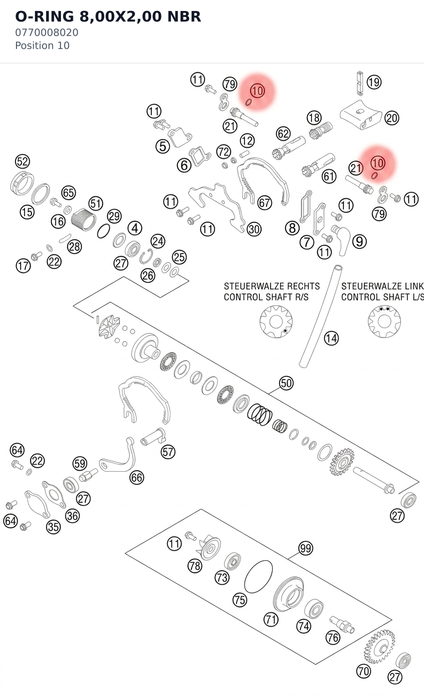Diagram preview: O-RING  8,00X2,00 NBR (0770008020)