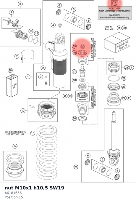 Diagram preview: nut M10x1 h10,5 SW19 (46181656)