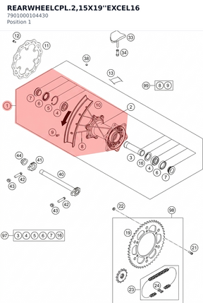 Diagram preview: REARWHEELCPL.2,15X19''EXCEL16 (7901000104430)