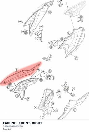 Diagram preview: FAIRING, FRONT, RIGHT (76908061000EBB)