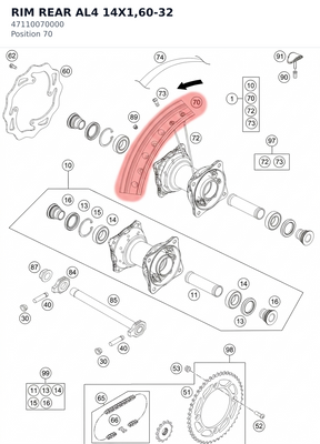 Diagram preview: RIM REAR AL4 14X1,60-32 (47110070000)