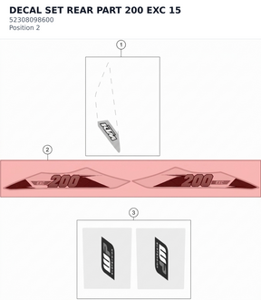 Diagram preview: DECAL SET REAR PART 200 EXC 15 (52308098600)