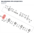 Diagram preview: BALLBEARING NTN 6203JR2CM21 (0625062038)