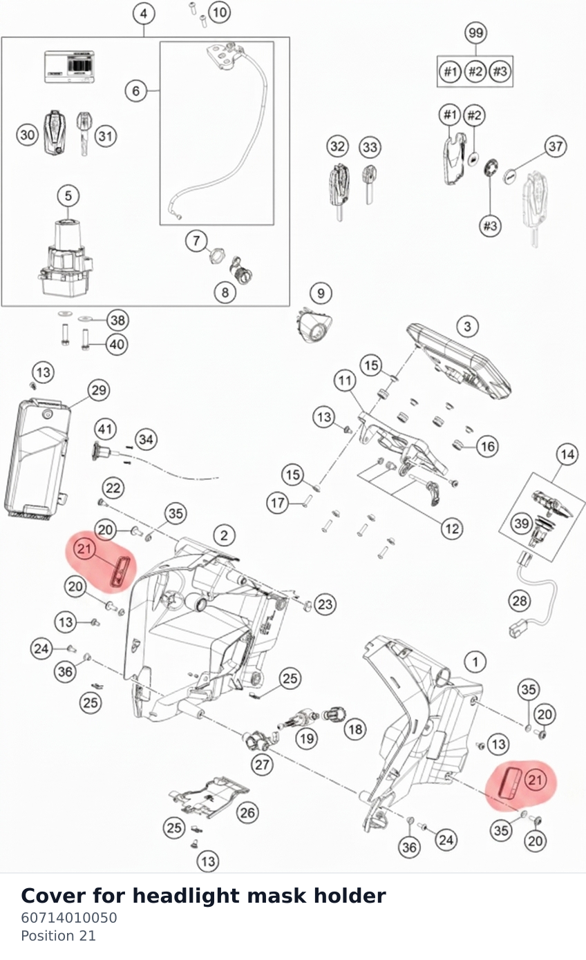 Diagram preview: Cover for headlight mask holder (60714010050)