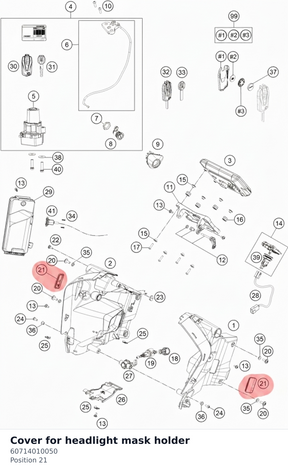 Diagram preview: Cover for headlight mask holder (60714010050)