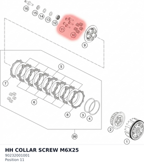 Diagram preview: HH COLLAR SCREW M6X25 (90232001001)