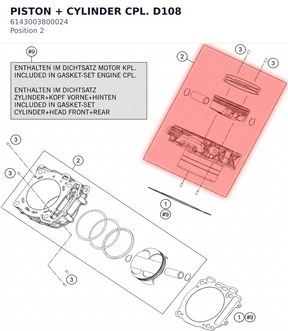 Diagram preview: PISTON + CYLINDER CPL. D108 (6143003800024)