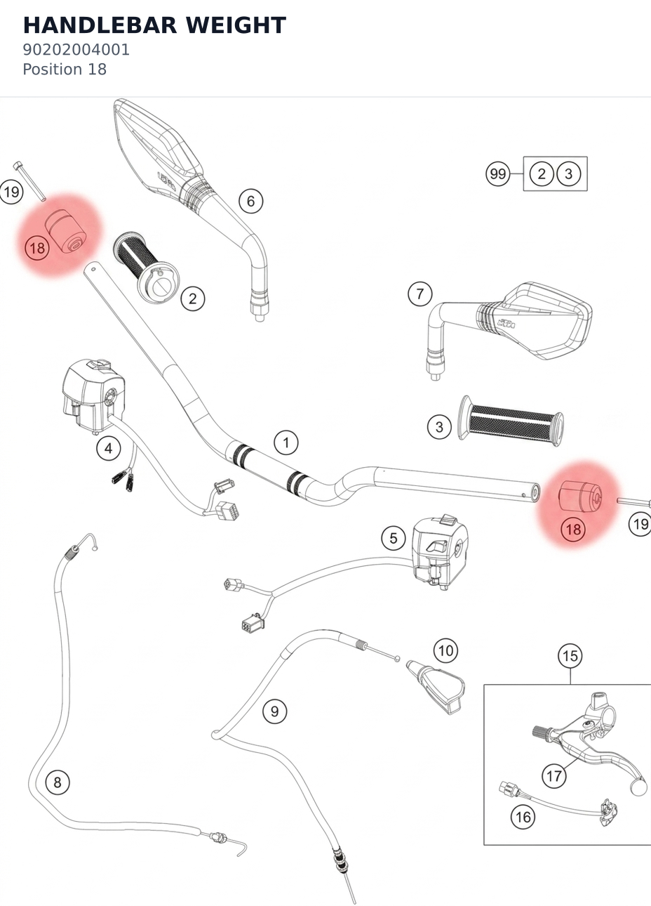Diagram preview: HANDLEBAR WEIGHT (90202004001)