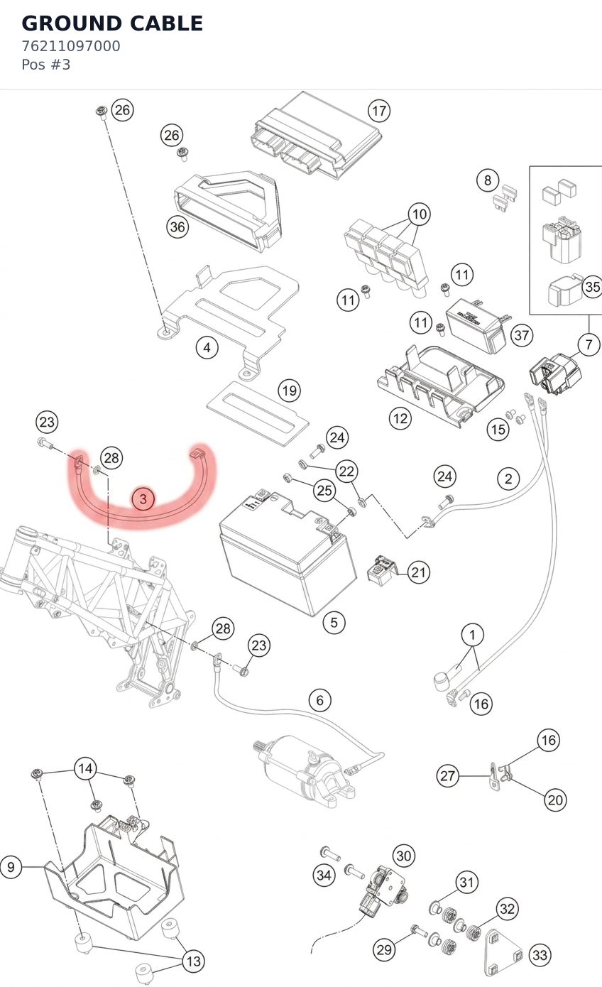 Diagram preview: GROUND CABLE (76211097000)