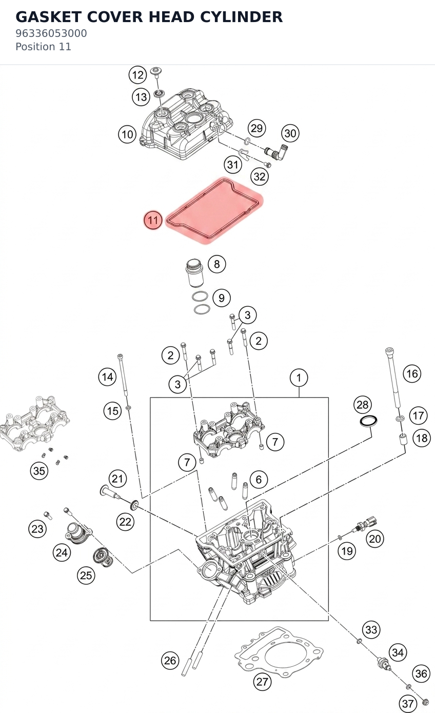 Diagram preview: GASKET COVER HEAD CYLINDER (96336053000)