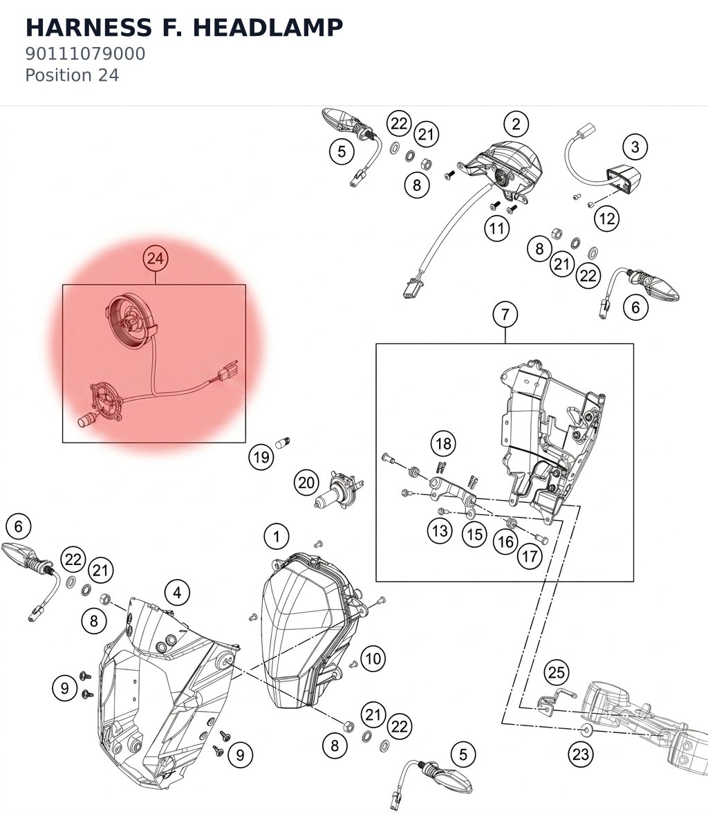Diagram preview: HARNESS F. HEADLAMP (90111079000)
