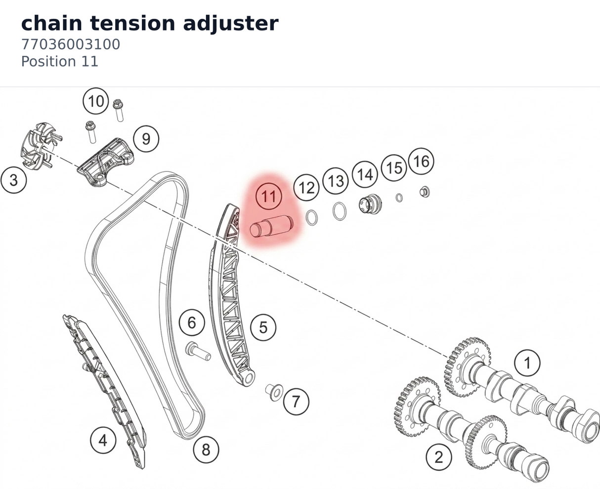 Diagram preview: chain tension adjuster (77036003100)
