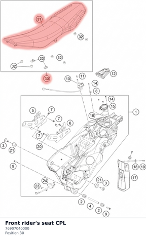 Diagram preview: Front rider's seat CPL (76907040000)