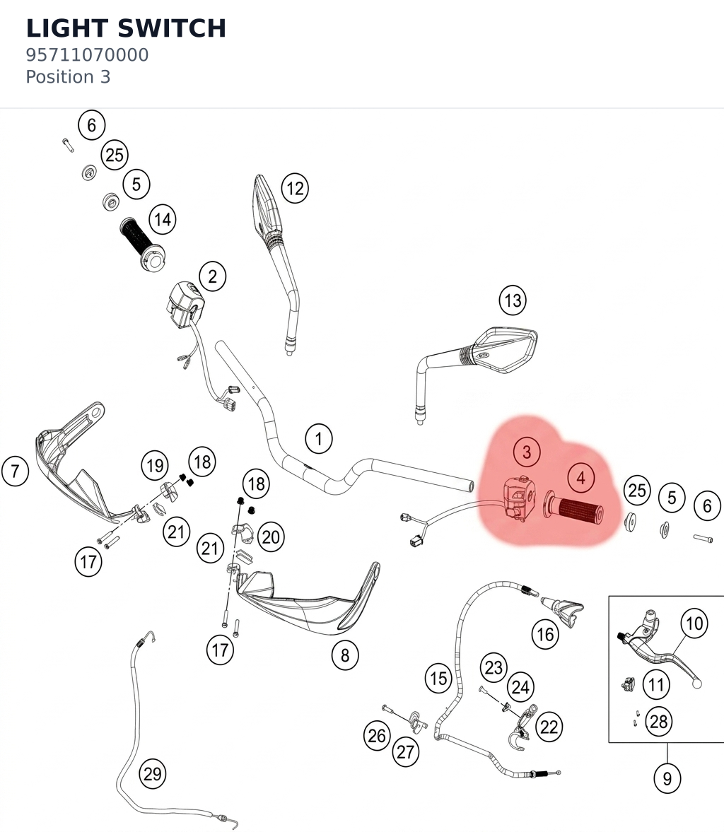Diagram preview: LIGHT SWITCH (95711070000)
