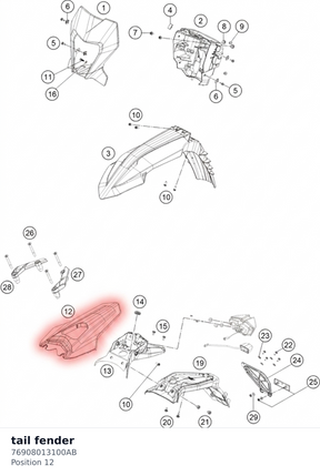 Diagram preview: tail fender (76908013100AB)