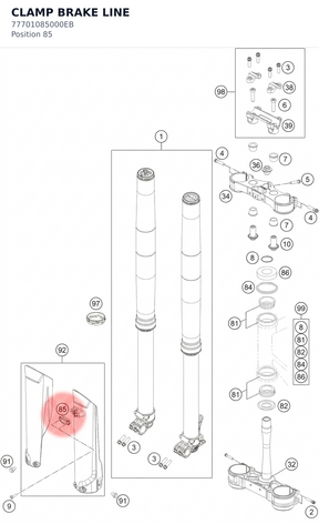 Diagram preview: CLAMP BRAKE LINE (77701085000EB)