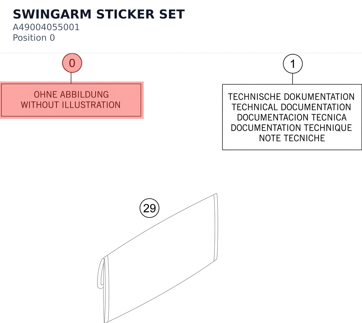 Diagram preview: SWINGARM STICKER SET (A49004055001)